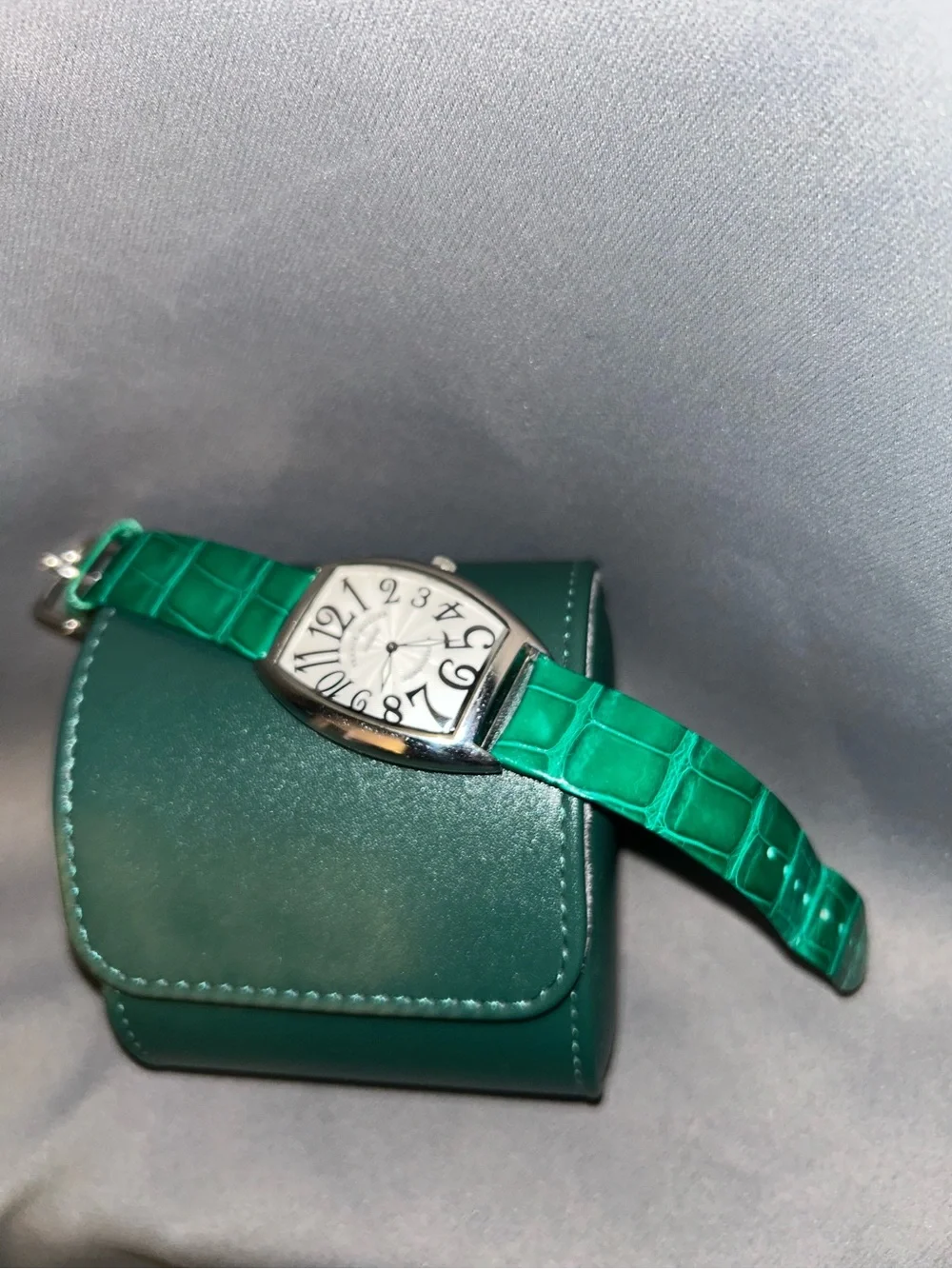Franck Muller Conquistador Watch with Bold Green Alligator Strap